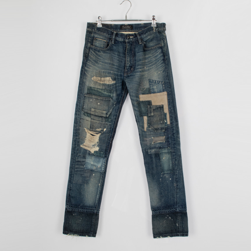 coalblack ( 권장 29 , made in japan ) patchwork denim pants